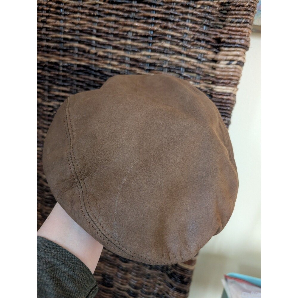 Vintage Adventure Bound Brown Leather Newsboy Academia Cap Hat Old Money USA